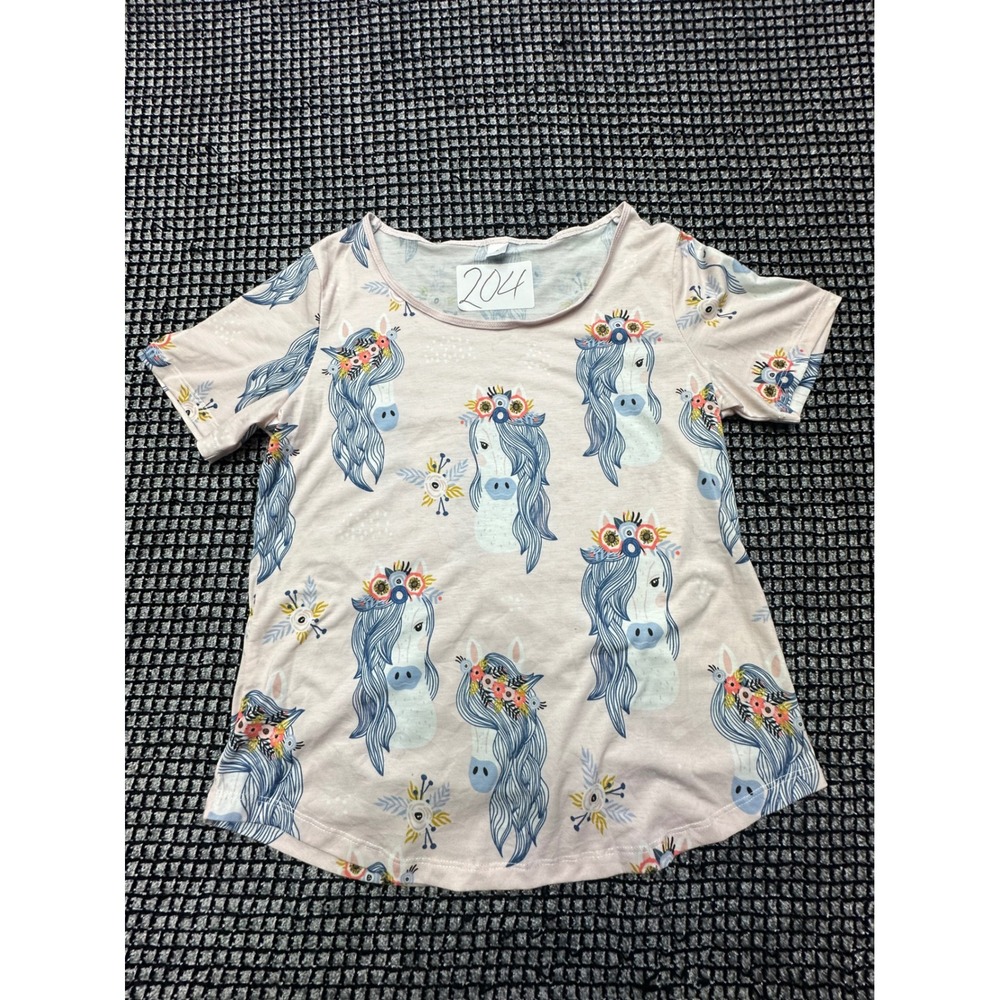 Unbranded Horse Print Top Women S Pink Floral Graphic Short Sleeve Tee